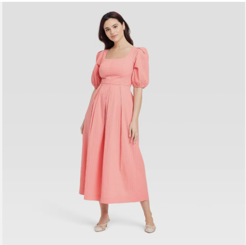 Short Sleeve Midi Dress Suckerseer Sz 1X Coral NWT A New Day